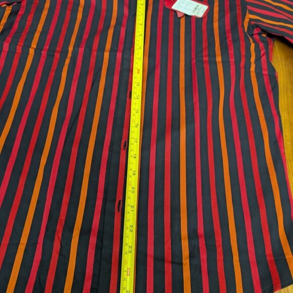 Luchiano Visconti Black Red Mens S Button up Shirt 2-Ply Mercerized Striped New - Picture 10 of 16